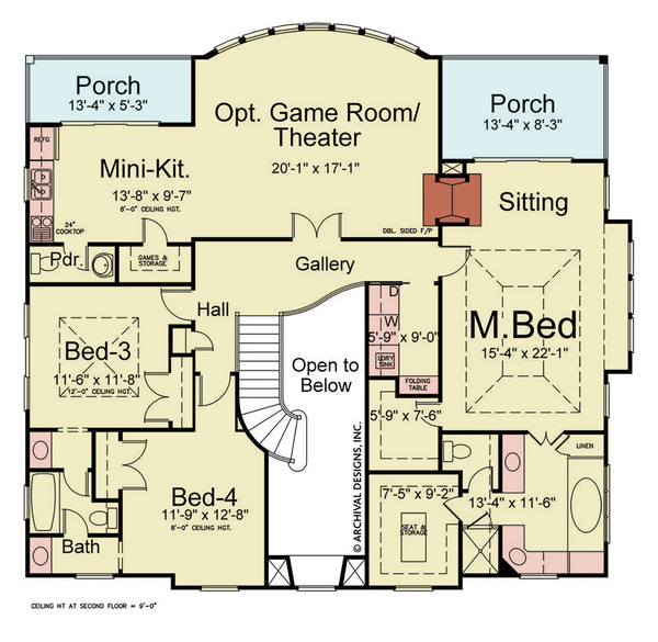 Architectural House Design - Floor Plan - Upper Floor for Colonial House Plan #119-478 - 4 bed, 3 bath