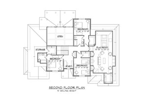 Floor Plan - Upper Floor for European House Plan #1054-89 - 4 bed, 3.5 bath