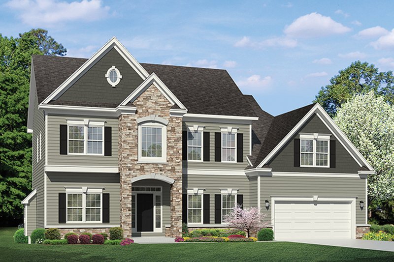 Architectural House Design - Exterior - Front Elevation 3 for Colonial House Plan #1010-154 - 3 bed, 2.5 bath