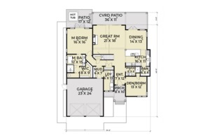 Floor Plan - Main Floor for Farmhouse House Plan #1070-3 - 4 bed, 3 bath