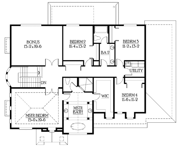 Craftsman Floor Plan - Upper Floor Plan #132-463