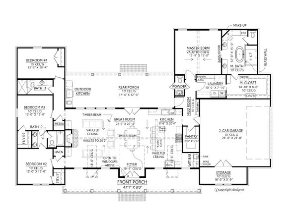 House Plan Design - Farmhouse Floor Plan - Main Floor Plan #1074-39