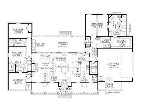 Dream House Plan - Farmhouse Floor Plan - Main Floor Plan #1074-39