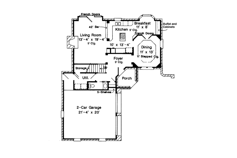 House Blueprint - Floor Plan - Main Floor for European House Plan #410-3576 - 3 bed, 2.5 bath