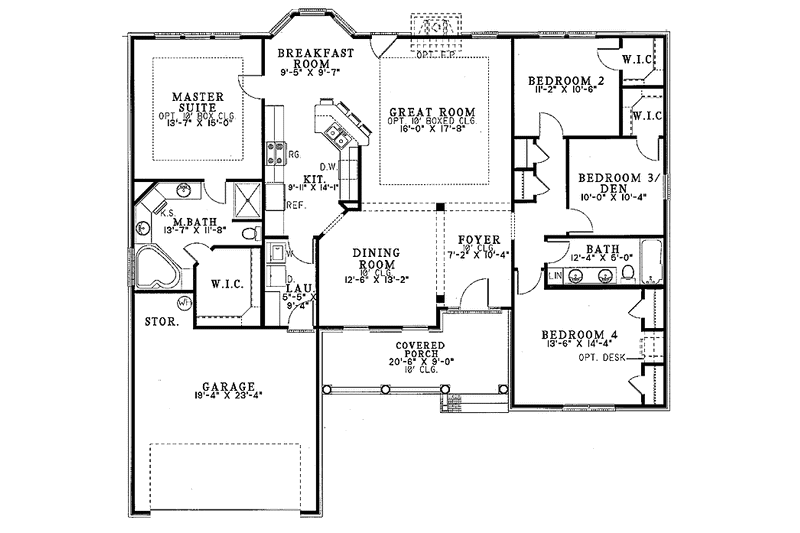 Home Plan - Floor Plan - Main Floor for Country House Plan #17-3255 - 4 bed, 2 bath