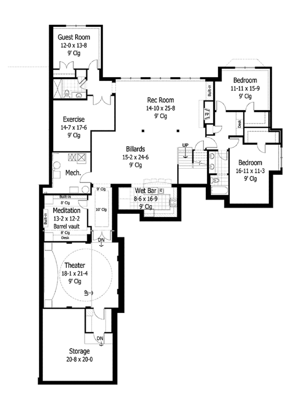 House Blueprint - European Floor Plan - Lower Floor Plan #51-1073