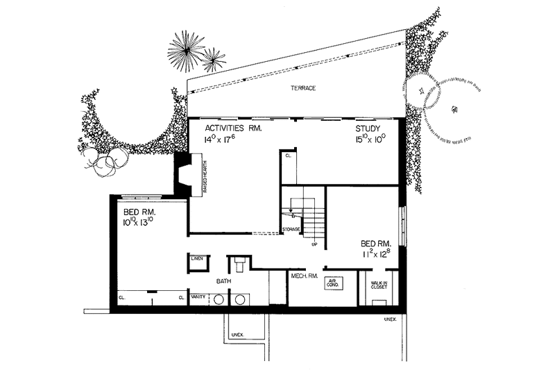 Home Plan - Floor Plan - Lower Floor for Country House Plan #72-715 - 3 bed, 2.5 bath
