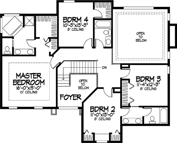 Architectural House Design - Traditional Floor Plan - Upper Floor Plan #320-881