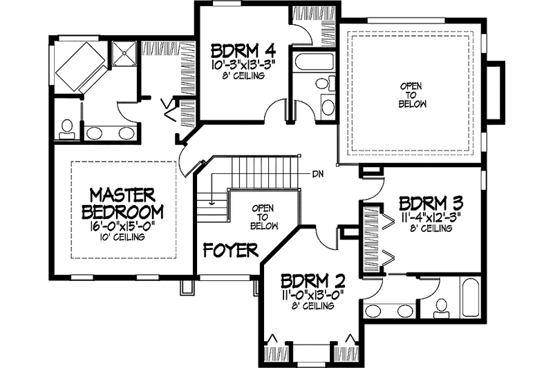 Architectural House Design - Floor Plan - Upper Floor for Traditional House Plan #320-881 - 4 bed, 3.5 bath