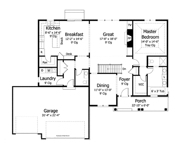 House Plan Design - European Floor Plan - Main Floor Plan #51-968
