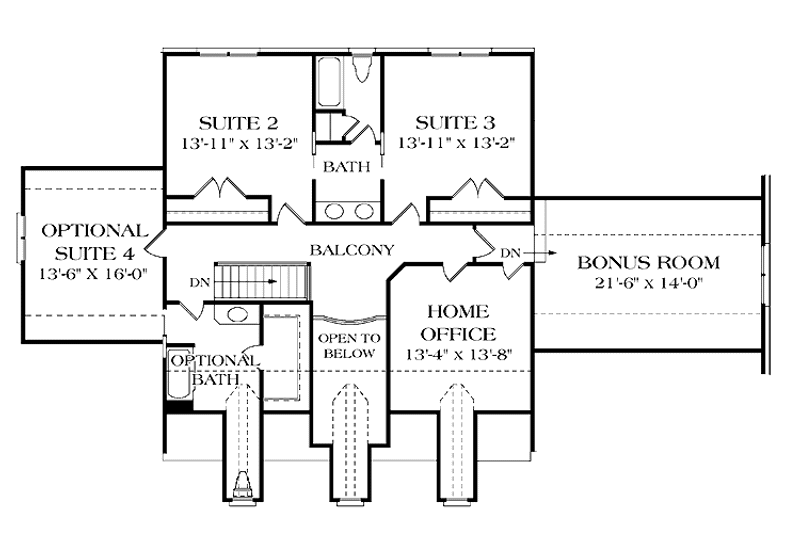 Home Plan - Floor Plan - Upper Floor for Classical House Plan #453-335 - 3 bed, 2.5 bath