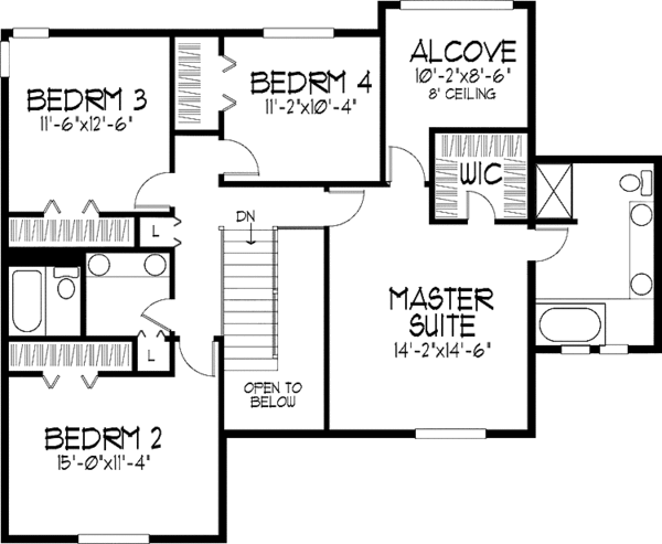 House Blueprint - Tudor Floor Plan - Upper Floor Plan #51-908