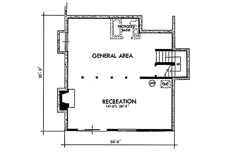 Dream House Plan - Floor Plan - Lower Floor for Prairie House Plan #320-1200 - 3 bed, 2 bath