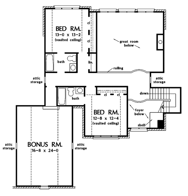 Architectural House Design - Traditional Floor Plan - Upper Floor Plan #929-799