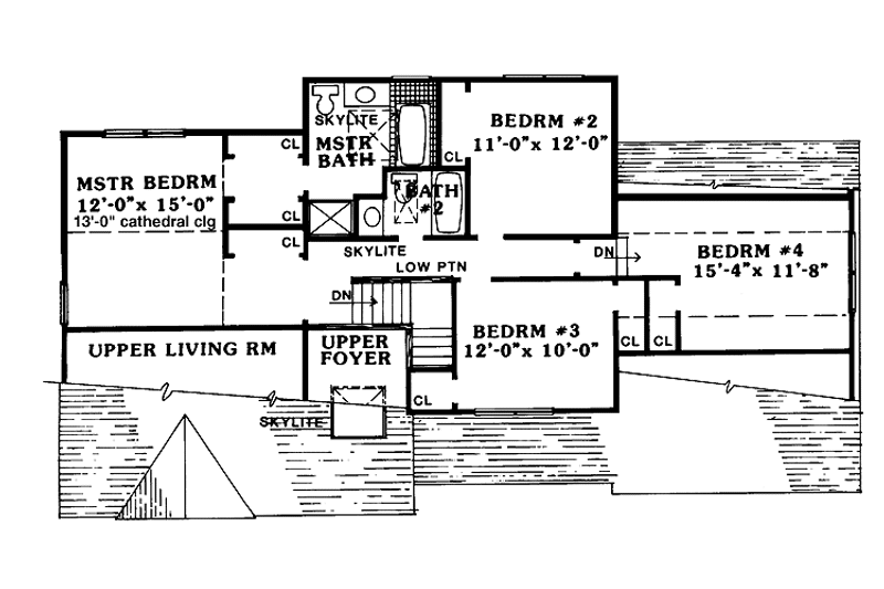 Architectural House Design - Floor Plan - Upper Floor for Traditional House Plan #456-100 - 4 bed, 2.5 bath