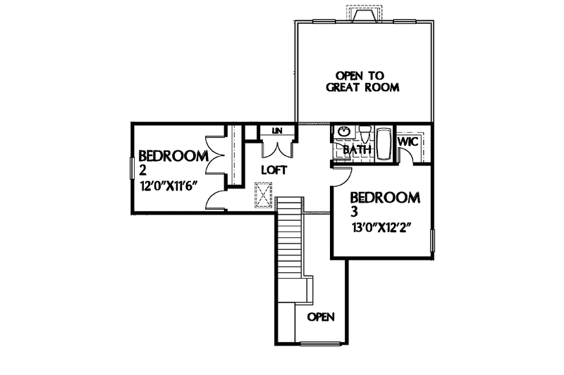 Architectural House Design - Floor Plan - Upper Floor for Country House Plan #999-59 - 3 bed, 2.5 bath