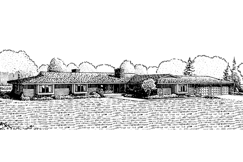 Dream House Plan - Exterior - Front Elevation 3 for Ranch House Plan #320-794 - 4 bed, 3.5 bath
