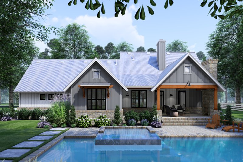 Dream House Plan - Exterior - Rear Elevation for Farmhouse House Plan #120-281 - 3 bed, 2 bath