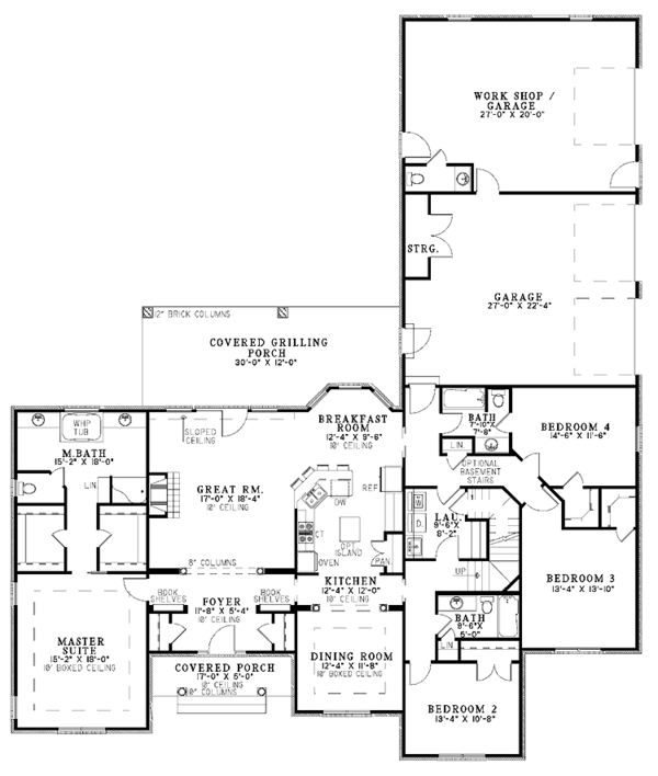 Architectural House Design - Country Floor Plan - Main Floor Plan #17-2914