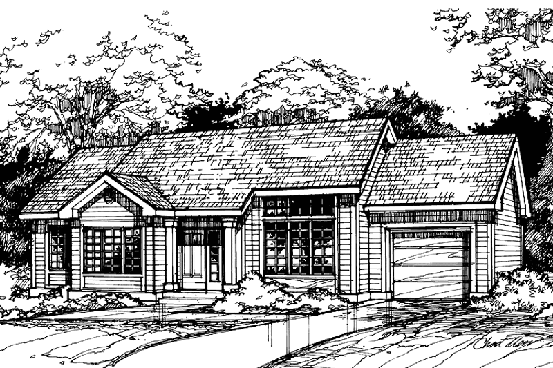 House Blueprint - Exterior - Front Elevation 3 for Ranch House Plan #320-740 - 3 bed, 2 bath