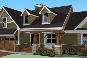 Exterior - Front Elevation 3 for Craftsman House Plan #51-512 - 3 bed, 2 bath