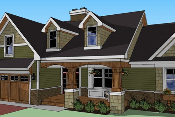 Exterior - Front Elevation 3 for Craftsman House Plan #51-512 - 3 bed, 2 bath