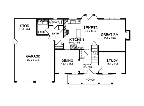 Classical Floor Plan - Main Floor Plan #1010-10