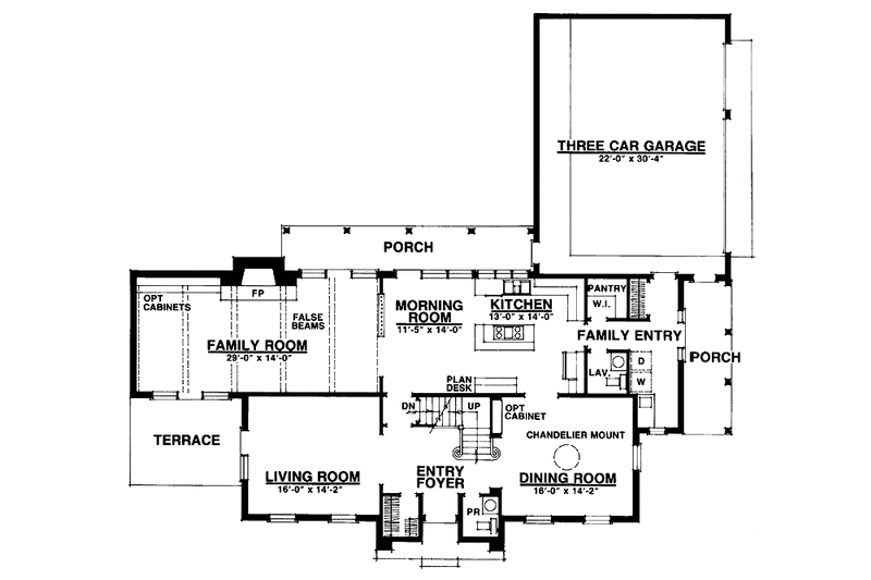 Home Plan - Floor Plan - Main Floor for Classical House Plan #1016-31 - 4 bed, 3 bath