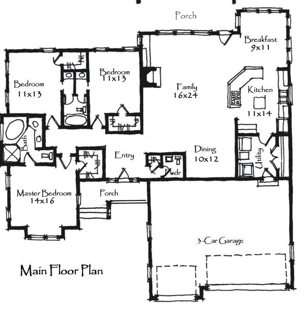 Craftsman Floor Plan - Main Floor Plan #921-19
