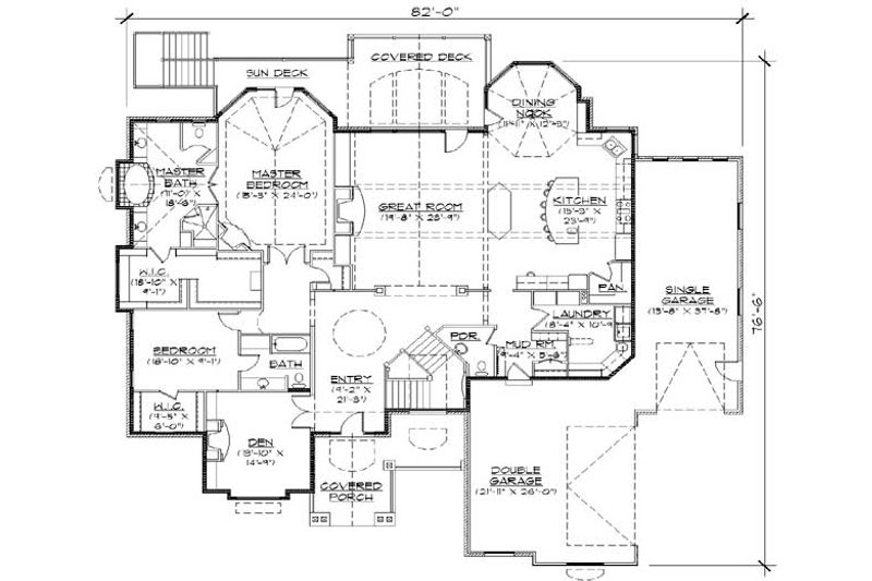 Dream House Plan - Floor Plan - Main Floor for Craftsman House Plan #5-334 - 6 bed, 5 bath