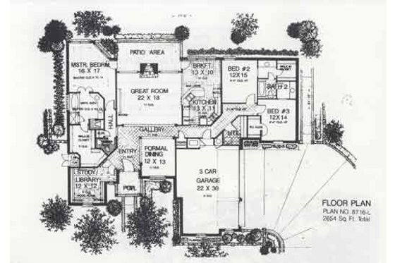Floor Plan - Main Floor for Colonial House Plan #310-846 - 3 bed, 2.5 bath