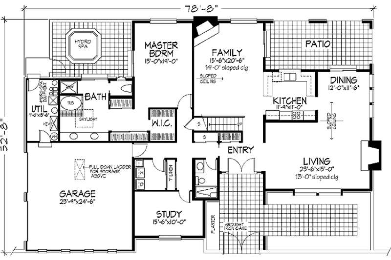 Home Plan - Floor Plan - Main Floor for Mediterranean House Plan #320-796 - 4 bed, 3 bath
