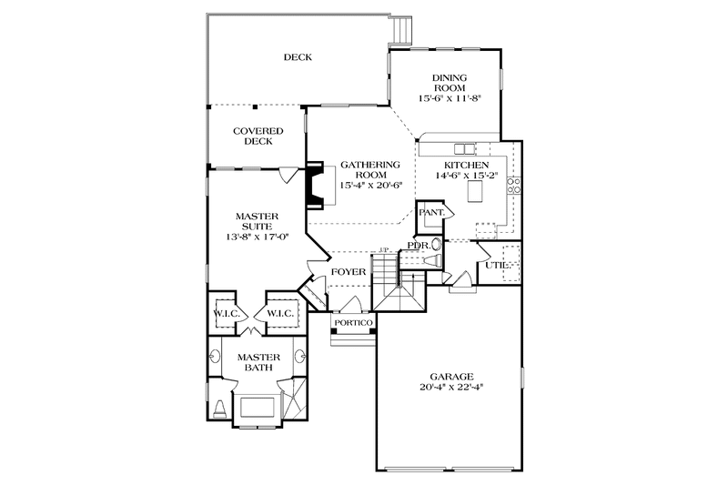 Home Plan - Floor Plan - Main Floor for Bungalow House Plan #453-342 - 3 bed, 2.5 bath