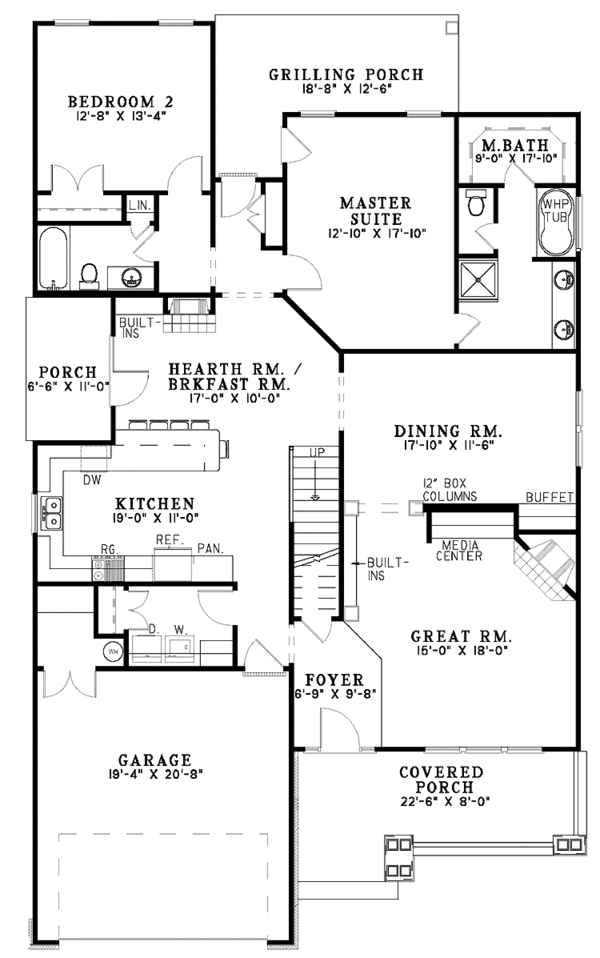 House Plan Design - Craftsman Floor Plan - Main Floor Plan #17-3096