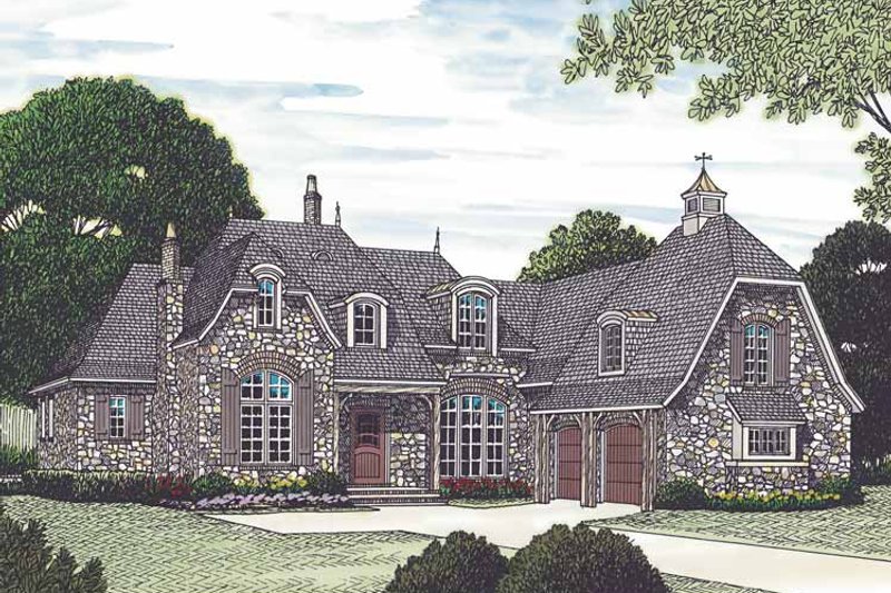 Home Plan - Exterior - Front Elevation 3 for European House Plan #453-579 - 4 bed, 4 bath