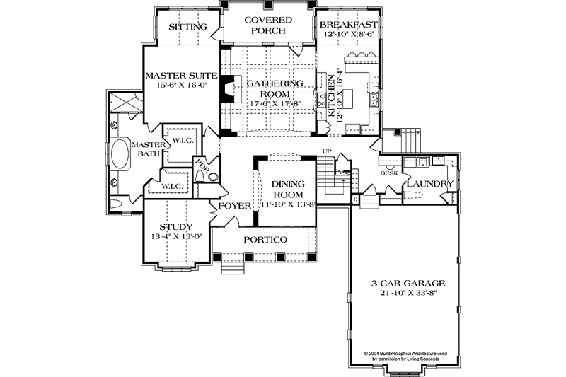 Architectural House Design - Floor Plan - Main Floor for Tudor House Plan #453-573 - 4 bed, 4.5 bath