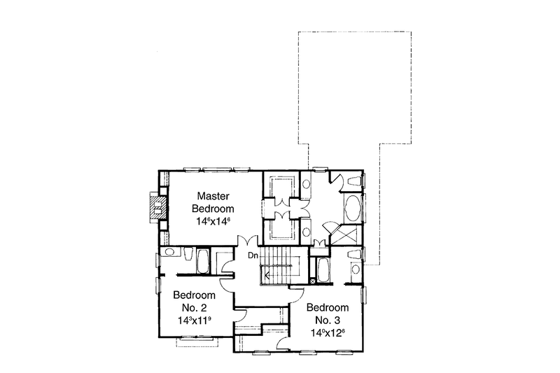 Home Plan - Floor Plan - Upper Floor for Classical House Plan #429-166 - 3 bed, 3.5 bath