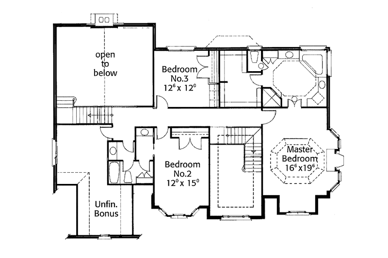 Dream House Plan - Floor Plan - Upper Floor for Country House Plan #429-266 - 4 bed, 3 bath