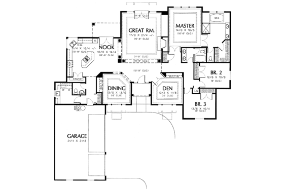 Floor Plan - Main Floor for Ranch House Plan #48-771 - 3 bed, 2.5 bath
