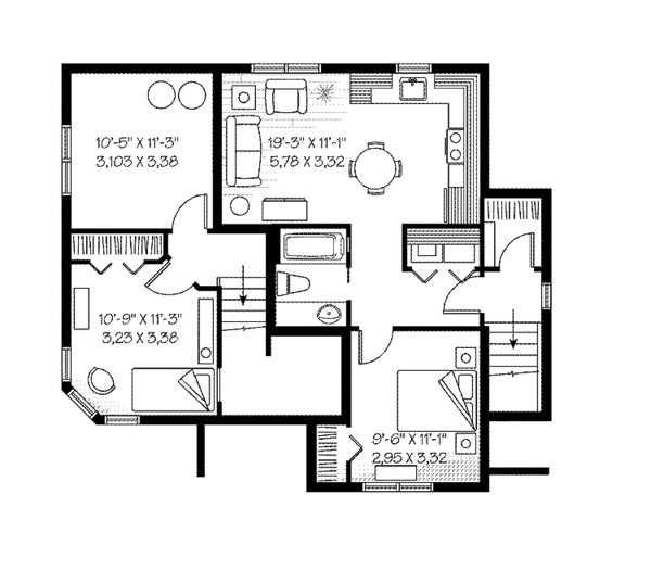 Architectural House Design - Contemporary Floor Plan - Lower Floor Plan #23-2438