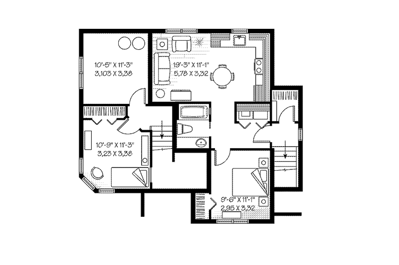 House Blueprint - Floor Plan - Lower Floor for Contemporary House Plan #23-2438 - 4 bed, 2 bath