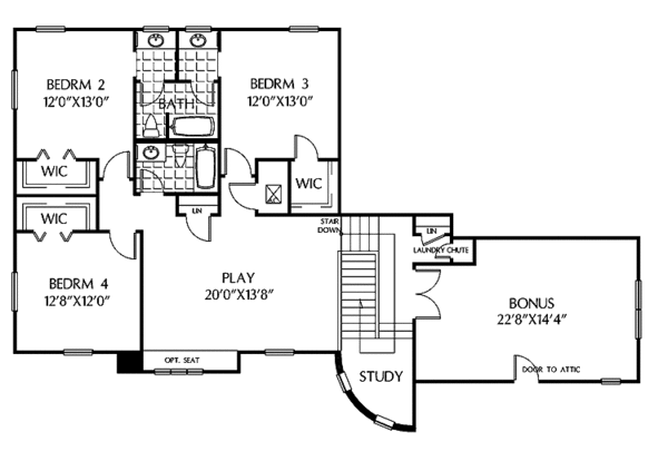 House Blueprint - Mediterranean Floor Plan - Upper Floor Plan #999-136