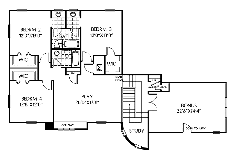 Dream House Plan - Floor Plan - Upper Floor for Mediterranean House Plan #999-136 - 5 bed, 4.5 bath