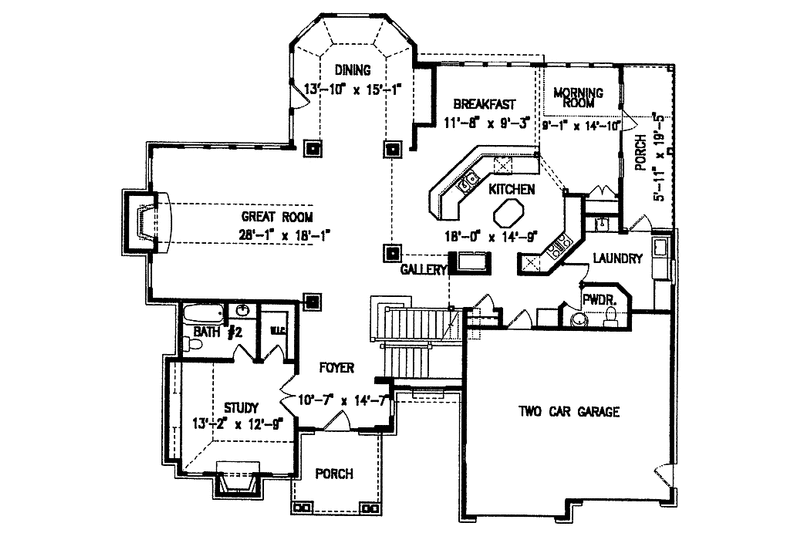 Dream House Plan - Floor Plan - Main Floor for Country House Plan #54-213 - 3 bed, 3.5 bath