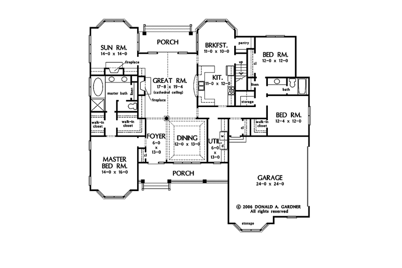 Home Plan - Floor Plan - Main Floor for Ranch House Plan #929-858 - 3 bed, 2 bath