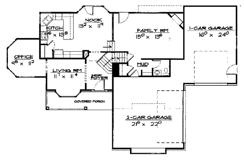House Blueprint - Floor Plan - Main Floor for Ranch House Plan #308-268 - 5 bed, 2.5 bath