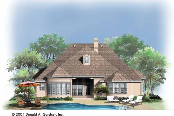 Exterior - Rear Elevation for Country House Plan #929-736 - 4 bed, 3 bath