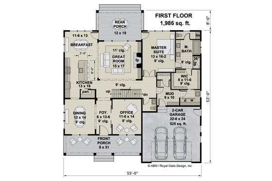 Floor Plan - Main Floor for Farmhouse House Plan #51-1209 - 5 bed, 4.5 bath