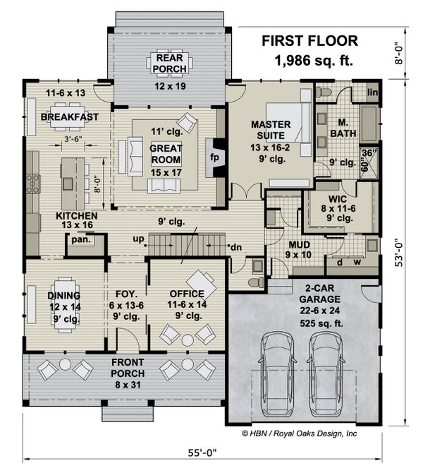 Architectural House Design - Farmhouse Floor Plan - Main Floor Plan #51-1209