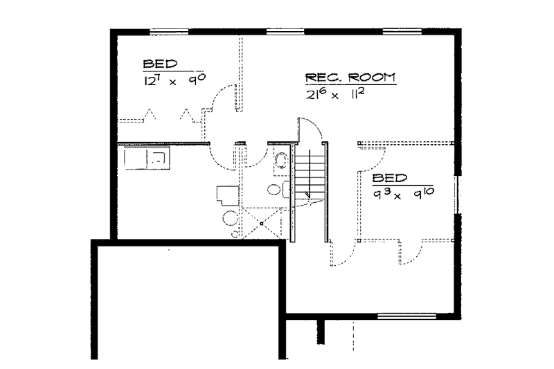 House Blueprint - Floor Plan - Lower Floor for Country House Plan #308-294 - 2 bed, 1 bath